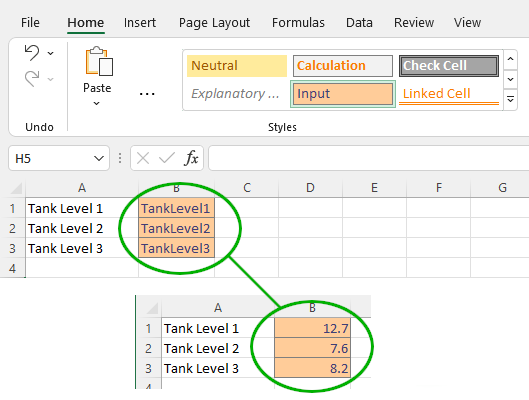 Excel Report with live values