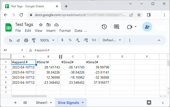 OPC UA live values are appended in the new sheet